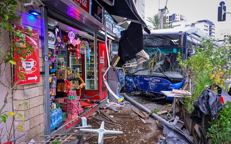 10 injured, one of them seriously, after bus crashes into store in Ramat Gan