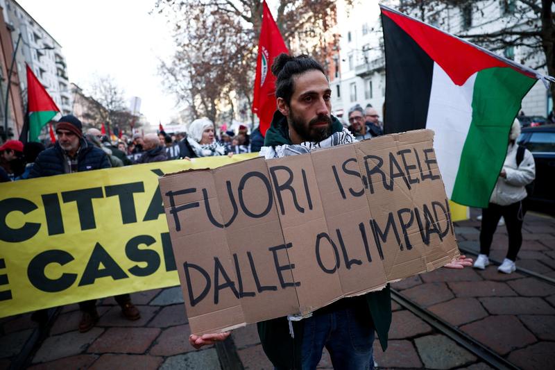 Pro-Palestinian groups join anti-Olympics protests in Milan, demand Israel be ousted