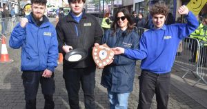 Flipping good fun as mascots and teams compete in annual pancake race