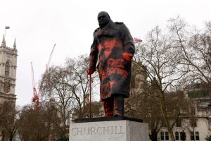 ‘Zionist war criminal’: Anti-Israel activist vandalizes Churchill statue in London