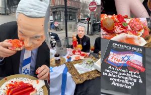 Anti-Zionist activists stage blood libel display near White House