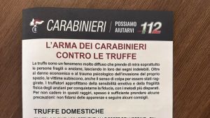 I carabinieri contro le truffe: vademecum distribuito alle famiglie di Trieste