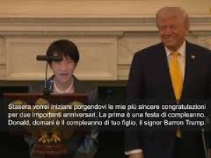 La premier giapponese Takaichi fa gli auguri a Barron, il figlio di Trump, per il suo compleanno