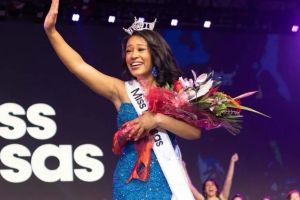 A pageant winner boldly calls out her abuser in the audience during her final interview