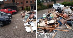 Fly-tippers dump nearly a tonne of waste on private car park