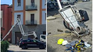 Precipita dal cestello della gru: muore a 73 anni, gravissimo il figlio