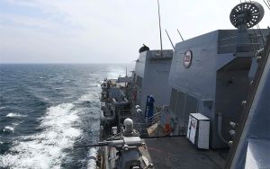 US positions warships in region as it moves to enforce naval blockade of Iran
