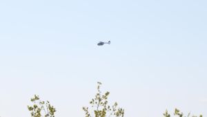 Polizeihubschrauber fliegt das Bodenseeufer ab, doch dieser Einsatz dient nicht der Vermisstensuche