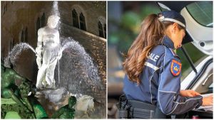Prima del matrimonio una sfida folle: Firenze, si arrampica sulla Fontana del Nettuno e la danneggia