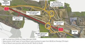 Drivers to use new stretch of A47 for first time after weekend closures