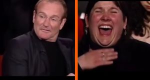 A woman’s outrageously infectious laugh once left Robin Williams mesmerized during his own interview