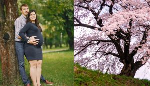 Couple shares photo of cherry tree they planted as teens has now ‘mirrored’ their pregnancy