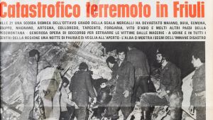 Le prime pagine del Messaggero Veneto che hanno raccontato il terremoto del 1976 in Friuli