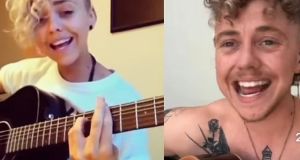 A trans man beautifully harmonizes to the song ‘Kiss Me’ alongside a 2018 clip of himself