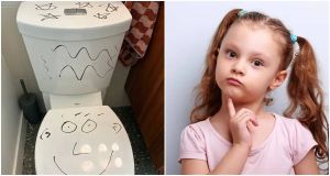 Mom draws all over her toilet to teach her kids a lesson on cleanliness