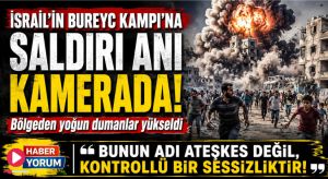 İsrail’in Bureyc Kampı’na Saldırı Anı Kamerada: Bölgeden Yoğun Dumanlar Yükseldi