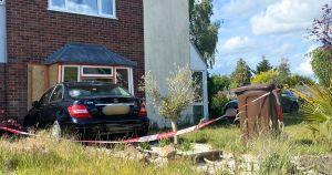 Eaton mess! Mercedes driver crashes into front of newly renovated family home