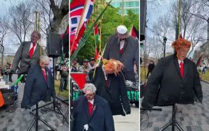 Anti-Israel protesters hang effigies of Netanyahu, Ben Gvir, Trump at Montreal rally