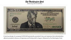 Trump vuole il suo ritratto sulla banconota da 250 dollari. Il tycoon come Giulio Cesare