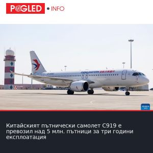 Китайският пътнически самолет C919 е превозил над 5 млн. пътници за три години експлоатация