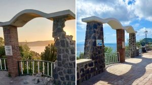 Bacoli, rimesso a posto l'arco del belvedere crollato per il terremoto. Il sindaco: «Siamo flegrei, ci rialziamo sempre»
