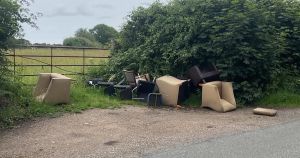 Chairs dumped next to field by fly-tippers