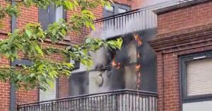 Neighbours flee as fire engulfs flat at old hospital site