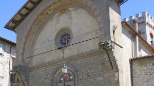 Antico affresco in digitale sulla facciata della chiesa