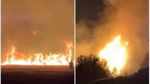 Tirano fuochi d’artificio davanti al carcere e si scatena un vasto incendio in un campo: “La mia casa circondata dal fuoco” /