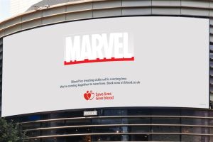 NHS Blood and Transplant ads ‘drain’ red from Marvel, HSBC UK and Independent logos