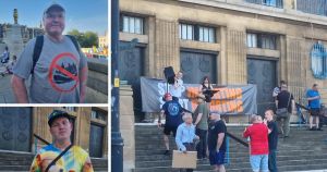 Anti immigration protesters demonstrate outside City Hall as another one announced