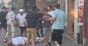Man arrested after violent street brawl in town centre