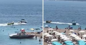 VIDEO Jeziva snimka s Brača: Gliser jurio tik uz obalu i vukao ljude na napuhanom rekvizitu