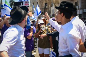 Dozens of protesters block road in Bnei Brak in demand for ultra-Orthodox military draft