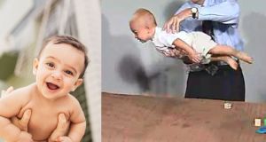 Pediatrician explains fascinating reason why babies look like skydivers when you lift them