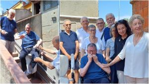 Bloccato in casa da 4 anni, il paese si unisce per Graziano: un montascale per aiutarlo. Lacrime di gioia alla prima discesa