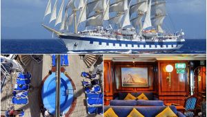 Come è fatto il veliero Royal Clipper, tutti gli interni: cabine da sogno, piscina trasparente e spa sotto il mare