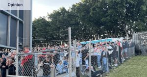 Portaloo Park 2.0: The Sharks women’s team change near the men’s urinals