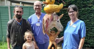Sculpture from Sandringham Estate tree brings smiles to young patients