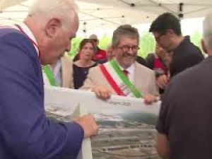 Giani alla posa della Prima pietra per il ponte sull'Arno tra Signa e Lastra