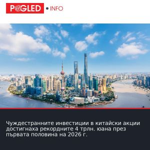 Чуждестранните инвестиции в китайски акции достигнаха рекордните 4 трлн. юана през първата половина на 2026 г.
