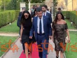 Salvini insieme a Francesca Verdini arrivano a Villa Taverna per celebrazioni 'Freedom 250'