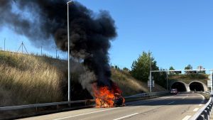 Schwarze Rauchwolke südlich von Konstanz: Auto geht im Schweizer Girsbergtunnel in Flammen auf