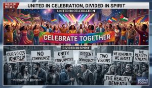 United in celebration, divided in spirit