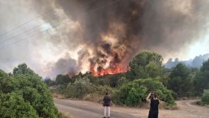 El viento y el calor extremo dificultan el control del incendio de Castellón