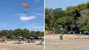 Volano in parapendio a motore sopra la spiaggia e atterrano tra i bagnanti: 200 euro di multa a testa