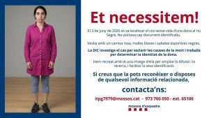 Los Mossos difunden una imagen con IA para identificar a una mujer encontrada muerta en el río Segre