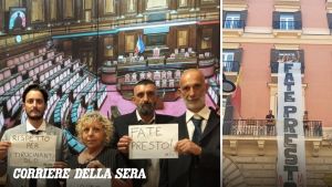 Tirocini sospesi: striscione