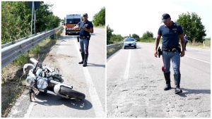 Adriatica groviera, incidente in moto. Perde il controllo per le buche e finisce contro il guardrail: gravissima