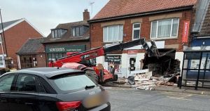 Off-licence destroyed as ram raiders rip cash machine from wall in early hours